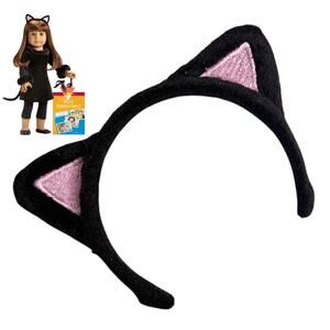 American Girl Kitty Costume CAT EARS HEADBAND Black Pink Velvet Doll Accessory